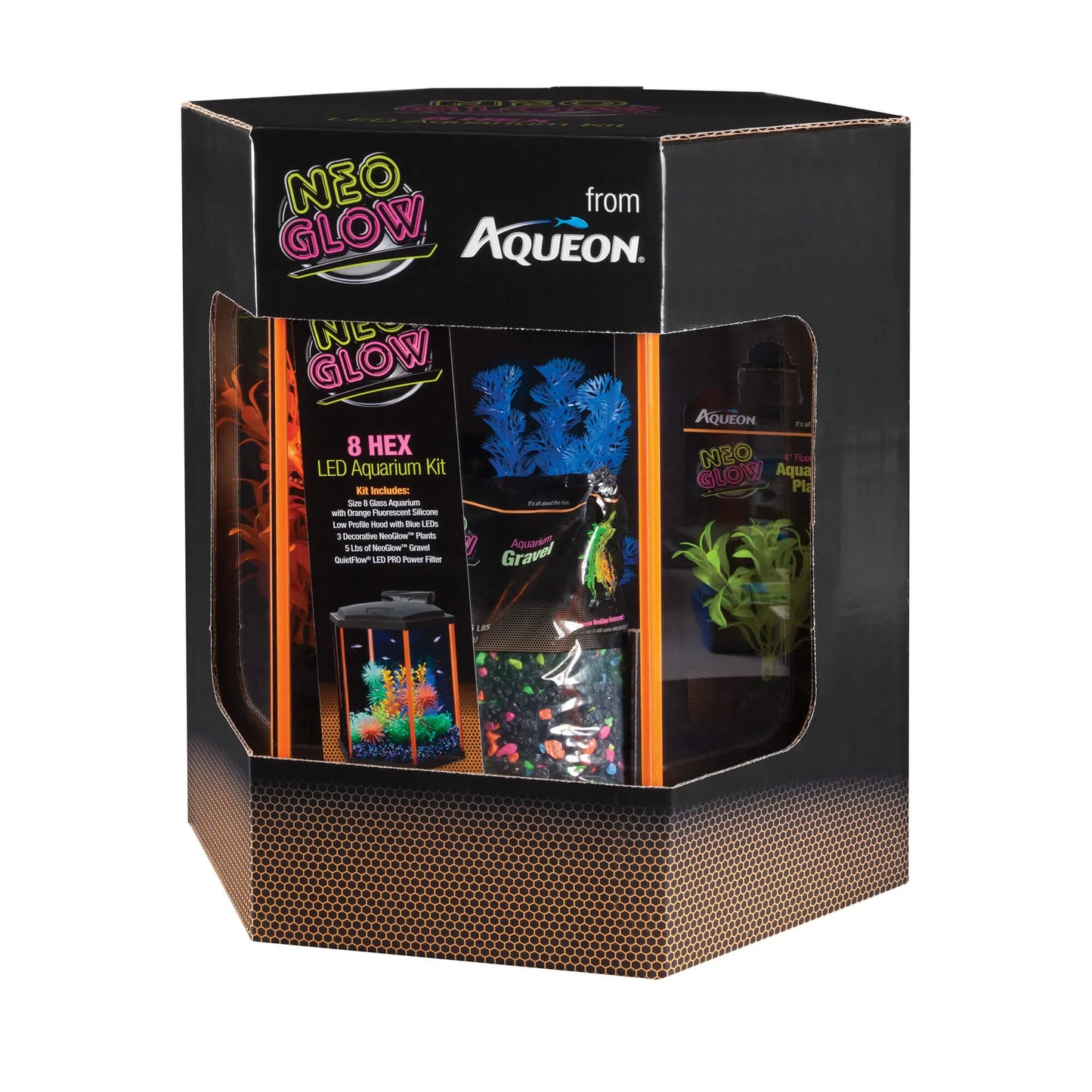 NEOGLOW LED AQUARIUM KIT HEX ORANGE 8G AQUEON