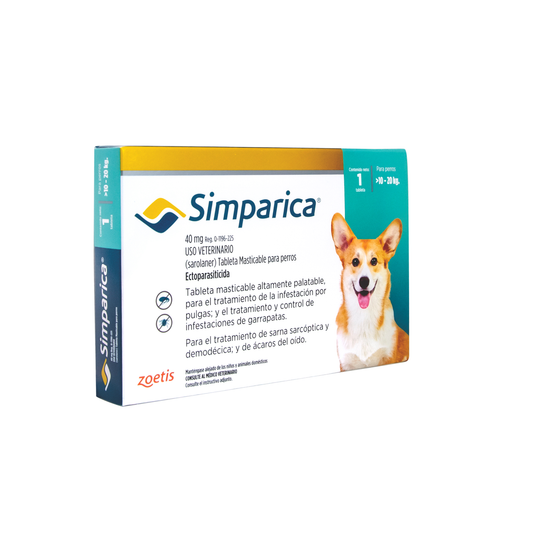 SIMPARICA 40 mg 1 Tableta 10 a 20 Kg (22.1 lb - 44 lb)