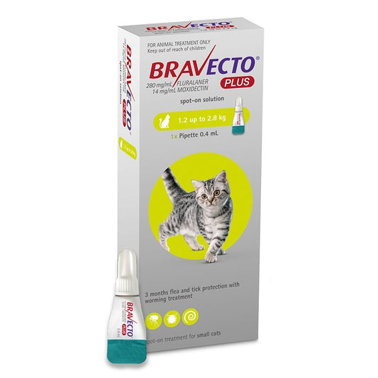 Bravecto Plus Cat 112.5mg (2.6 lb- 6.2 lb)
