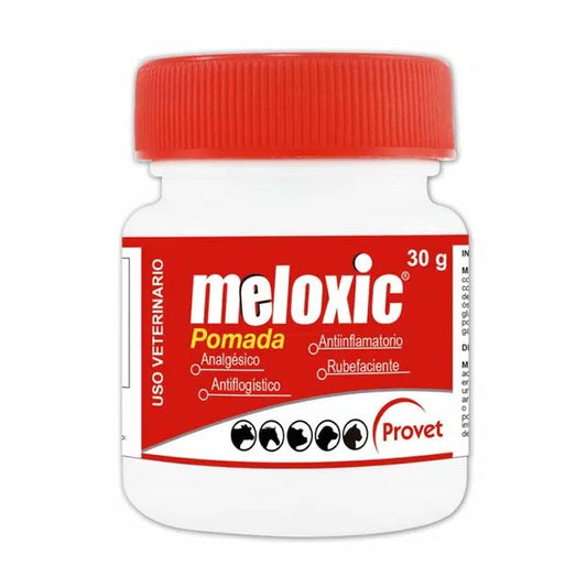 MELOXIC® POMADA, es antiflogístico, rubefaciente y emoliente con acción potencializada antiinflamatoria y analgésica